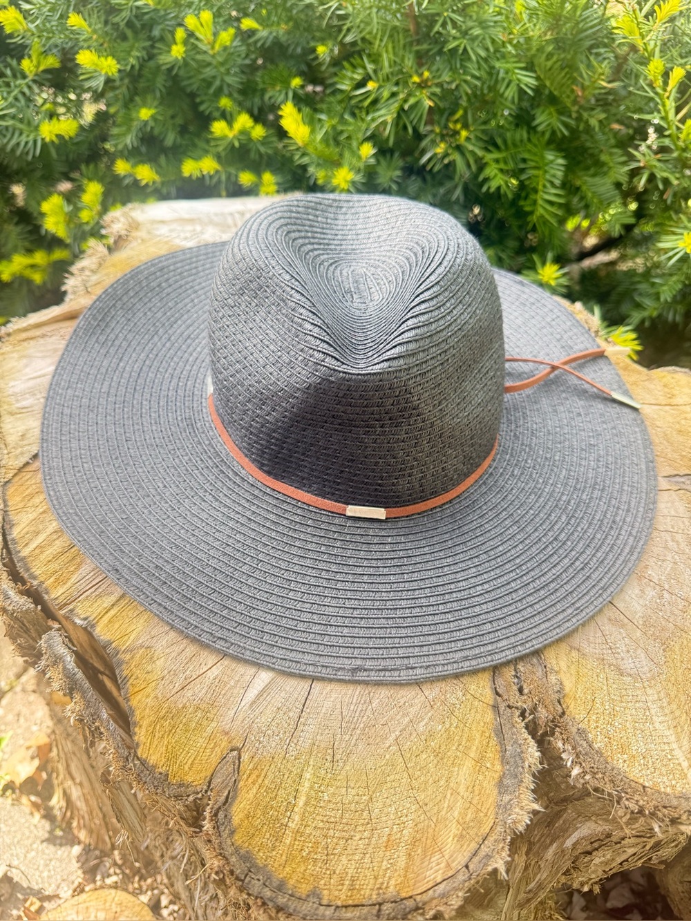 DPC Paper Straw Hat Black Sun Hat Leather Banding